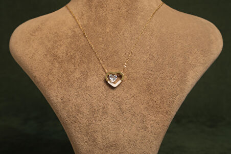 Zarif Kalp Işıltılı Çelik Kolye 