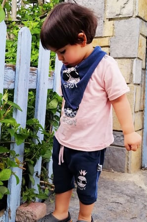 3 PARÇALI %100 PAMUK ANANAS DESENLİ  ERKEK ŞORT TAKIM
