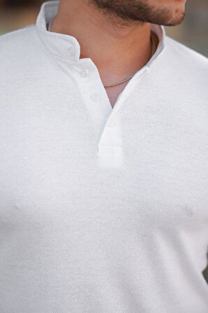 Erkek Hakim Yaka Dokuma Pamuklu Kumaş Kısa Kollu T-shirt