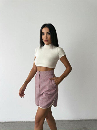 KAŞE KISA ŞORT - Gül Kurusu