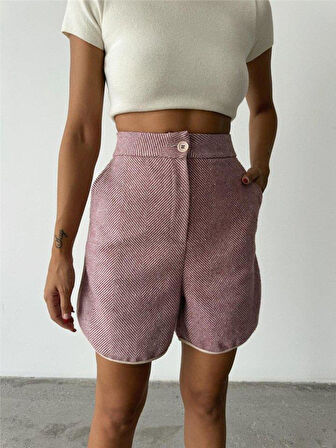 KAŞE KISA ŞORT - Gül Kurusu
