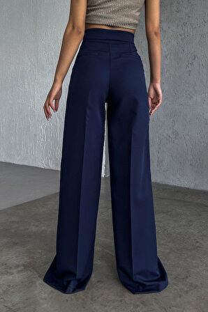 Üç Düğme Detayli Palazzo Pantolon