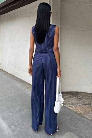 Yeleği Çapraz Detay Düğmeli Cepli Yelekli Takım 10150