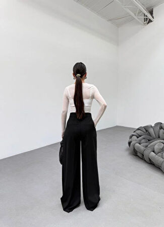 230 Gr Poly Viscose Full Lycra Pi̇leli̇ Palazzo Pantolon