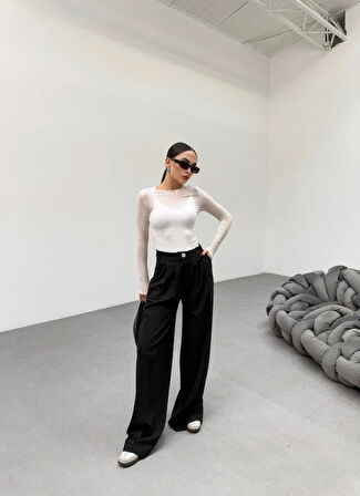 230 Gr Poly Viscose Full Lycra Pi̇leli̇ Palazzo Pantolon