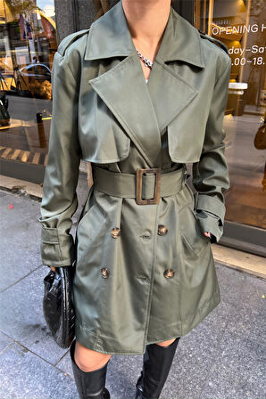 TRENCH KISA ŞANEL BOY - Haki