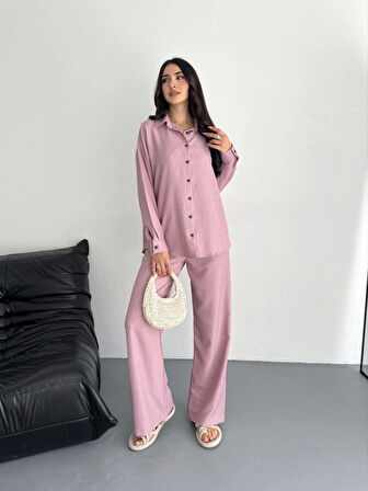 Gömlek Pantolon Ikili Takım - Toz Pembe