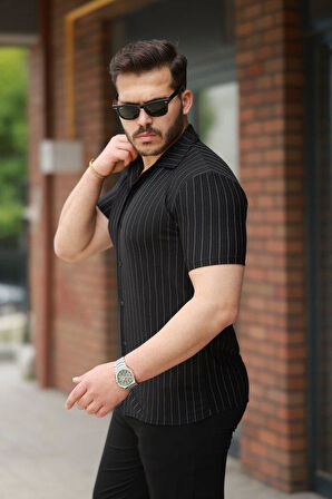 Erkek Kısa Kollu çizgili Gömlek