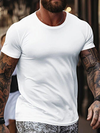 Erkek Kısa Kollu Bisiklet Yaka Viskon Bluz