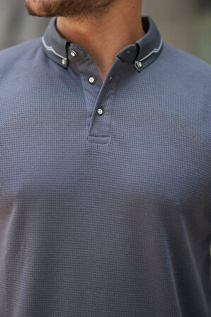 Erkek Düğmeli Yaka Waffle Kumaş Kısa Kollu Tişört