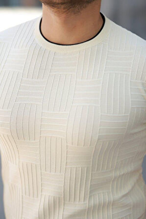 Erkek Jakarlı Ribanalı Kısa Kollu T-shirt