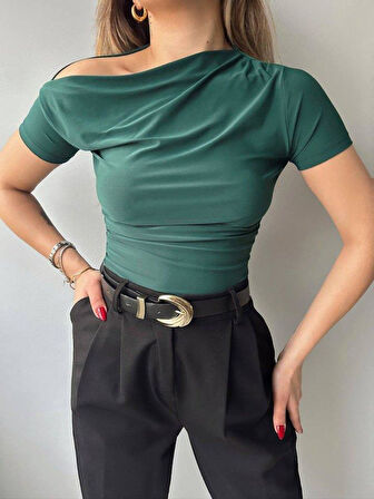 Kadın Sandy Kumaş Düşük Omuz Bluz