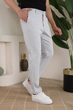 Erkek Casual Slim Fit Cord Desenli Kumaş Pantolon