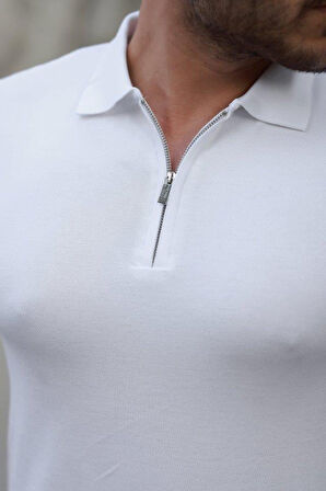 Erkek Fermuar Yakalı Kısa Kollu Tişört