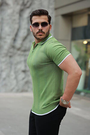 Erkek Fermuar Yakalı Kısa Kollu Tişört