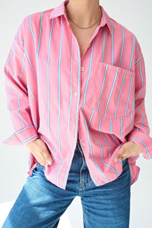 Cepli Gömlek - Pembe-Mavi