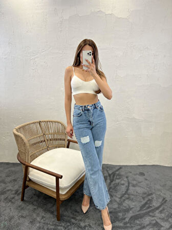 6373 DENİM SLIM PALAZZO FIT-MAVİ