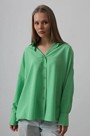 Geniş Manşet Detaylı Gömlek - A.Yeşil