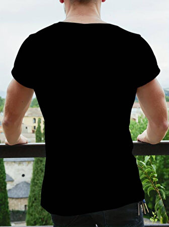 Erkekkısa Kollu Yuvarlak Yaka Desenli Viskon T-shirt