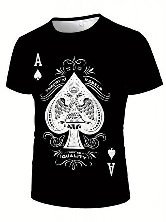 Erkekkısa Kollu Yuvarlak Yaka Desenli Viskon T-shirt