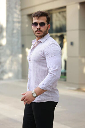 Erkek Pamuklu Keten Gömlek