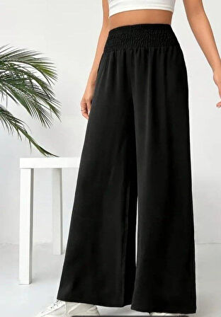 Kadın Yüksek Bel Lastikli Ithal Krep Pantolon