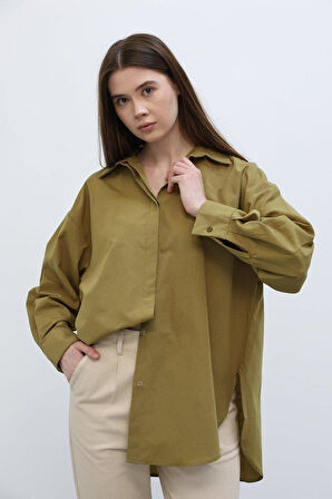 Uzun Kol Gömlek - Koyu Haki