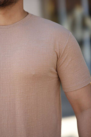 Erkek Ağaç Kabuğu Desenli Kısa Kollu T-shirt