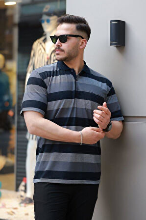 Erkek Yakalı çok Renkli Kısa Kollu T-shirt