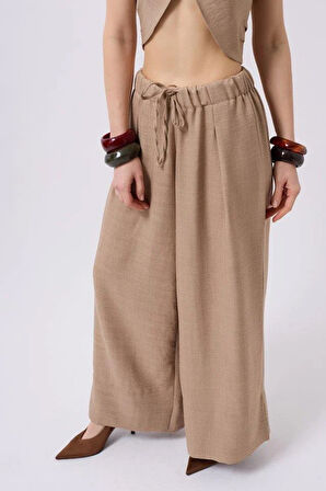 Düşük Bel Oversize Keten Pantolon