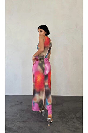 Renkli Batik Desenli Elbise