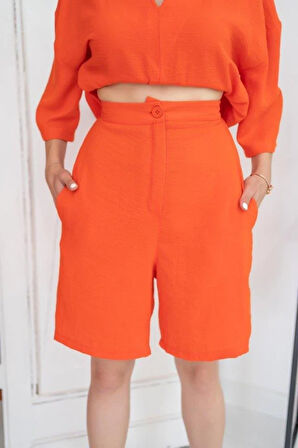 Oranj Şort Ve Üst Takım