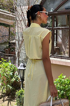 Göbeği Halka Detaylı Midi Boy Elbise 2896