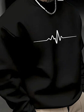 Erkek Uzun Kollu Baskılı Iki Iplik Sweat