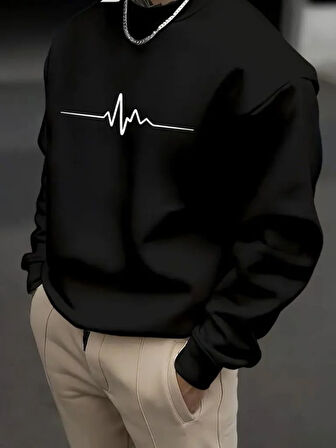 Erkek Uzun Kollu Baskılı Iki Iplik Sweat