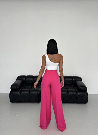 Üç Düğme Detayli Palazzo Pantolon