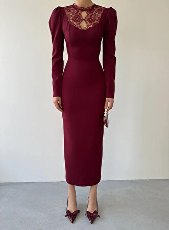 Port Dantel Detay Elbise