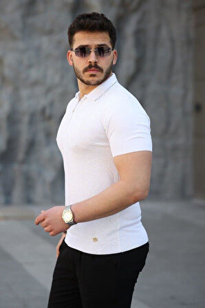 Erkek Viskon Kumaş Polo Yaka Desenli Tişört