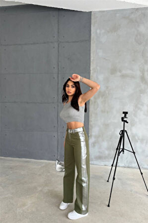 GABARDİN PALAZZO PANTOLON - Haki