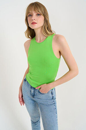 Örme Bisiklet Yaka Atlet - Yeşil