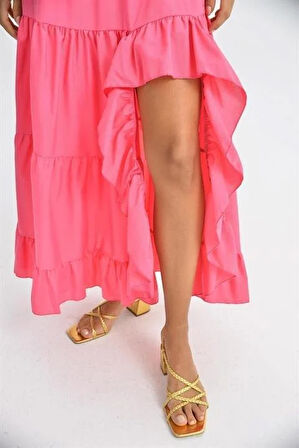 Audrey Fıfrlı Yırtmaç Detay Etek 4037