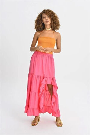 Audrey Fıfrlı Yırtmaç Detay Etek 4037