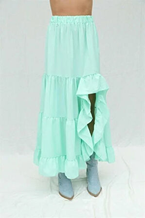 Audrey Fıfrlı Yırtmaç Detay Etek 4037