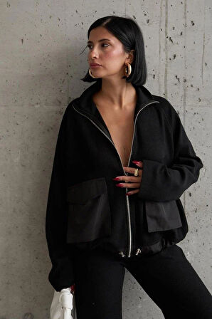 Siyah Cepli Triko Ceket Ve Pantolon Takım