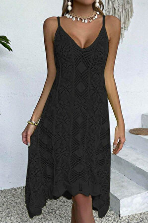 Kadın Ince Askılı Triko Elbise