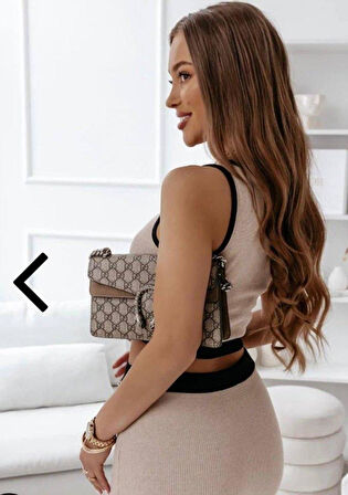 Kadın Kaşkorse Kumaş Düğme Detaylı Takım