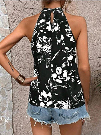 Kadın çiçek Desen Mikro Kumaş Bluz