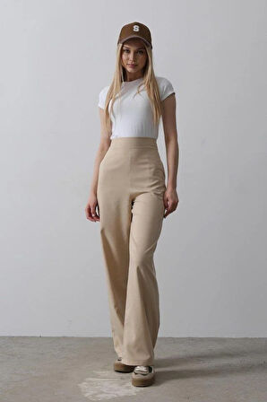 Beli Yarım Lastikli Palazzo Pantolon - Camel