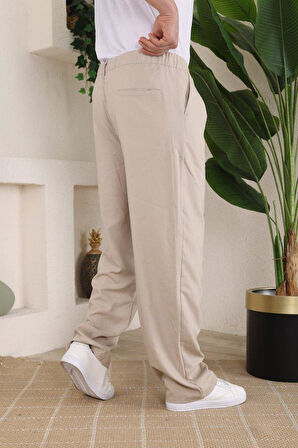 Erkek Beli Lastikli Pileli Baggy Pantolon
