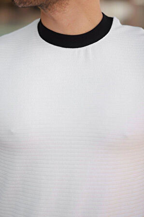 Erkek Bisiklet Yaka örme Pamuklu Kumaş Kısa Kollu T-shirt